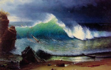  Bierstadt Lienzo - La orilla del mar turquesa luminismo paisaje marino Albert Bierstadt